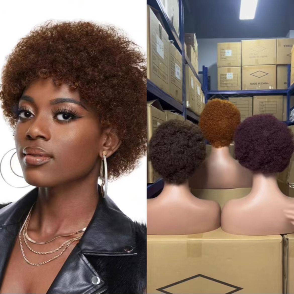 Pixie Cut Wigs for Black Women Short Human Hair Wigs with Bangs Afro Curly Wig Human Hair Short Layered Pixie Wigs Full Machine Made Wig Natural Black Color