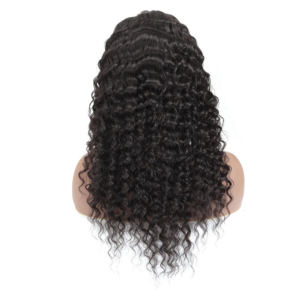 Human Hair Deep Wave Headband Wig (+1 heandband for free)  14-22 inch None Lace Front Wig Human Hair Machine Made Wigs Glueless Curly Hair Headband Half Wigs Natural Color