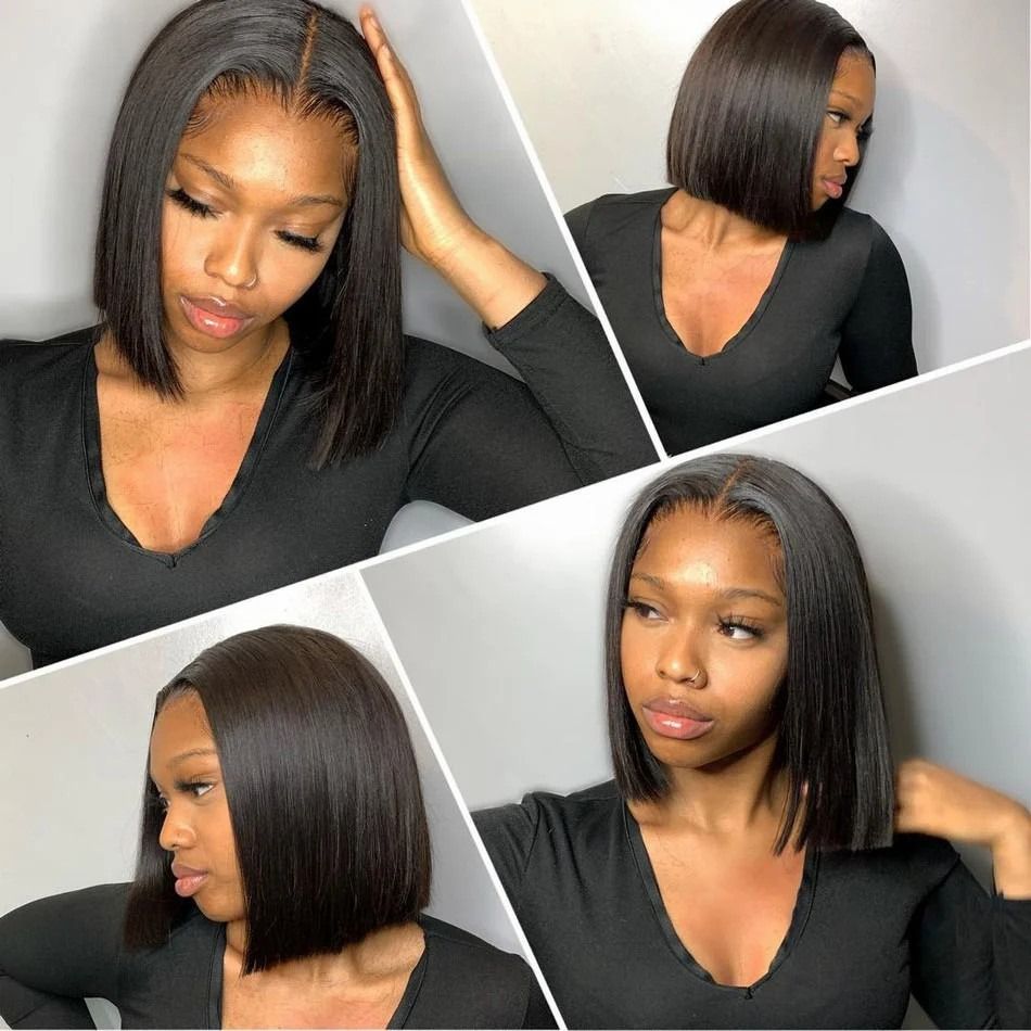 Kim Closure 2*6 straight Bob Middle part 100% human hair wig