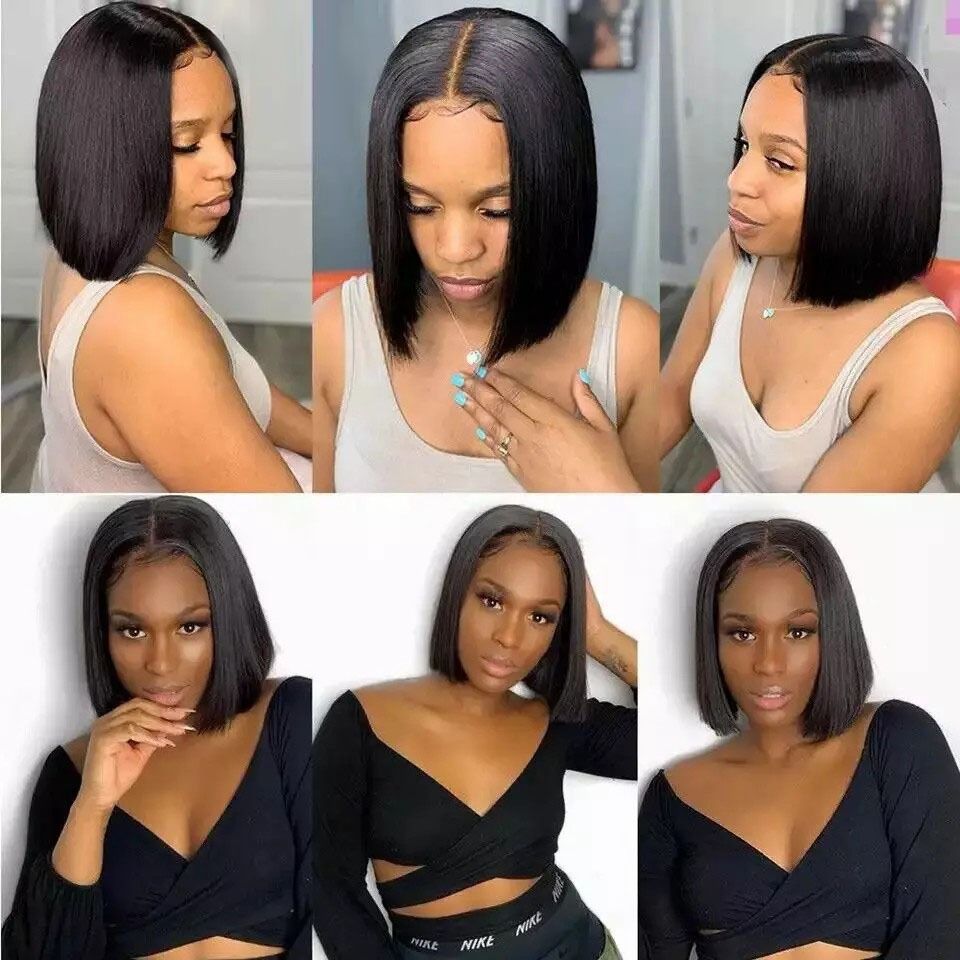 Kim Closure 2*6 straight Bob Middle part 100% human hair wig