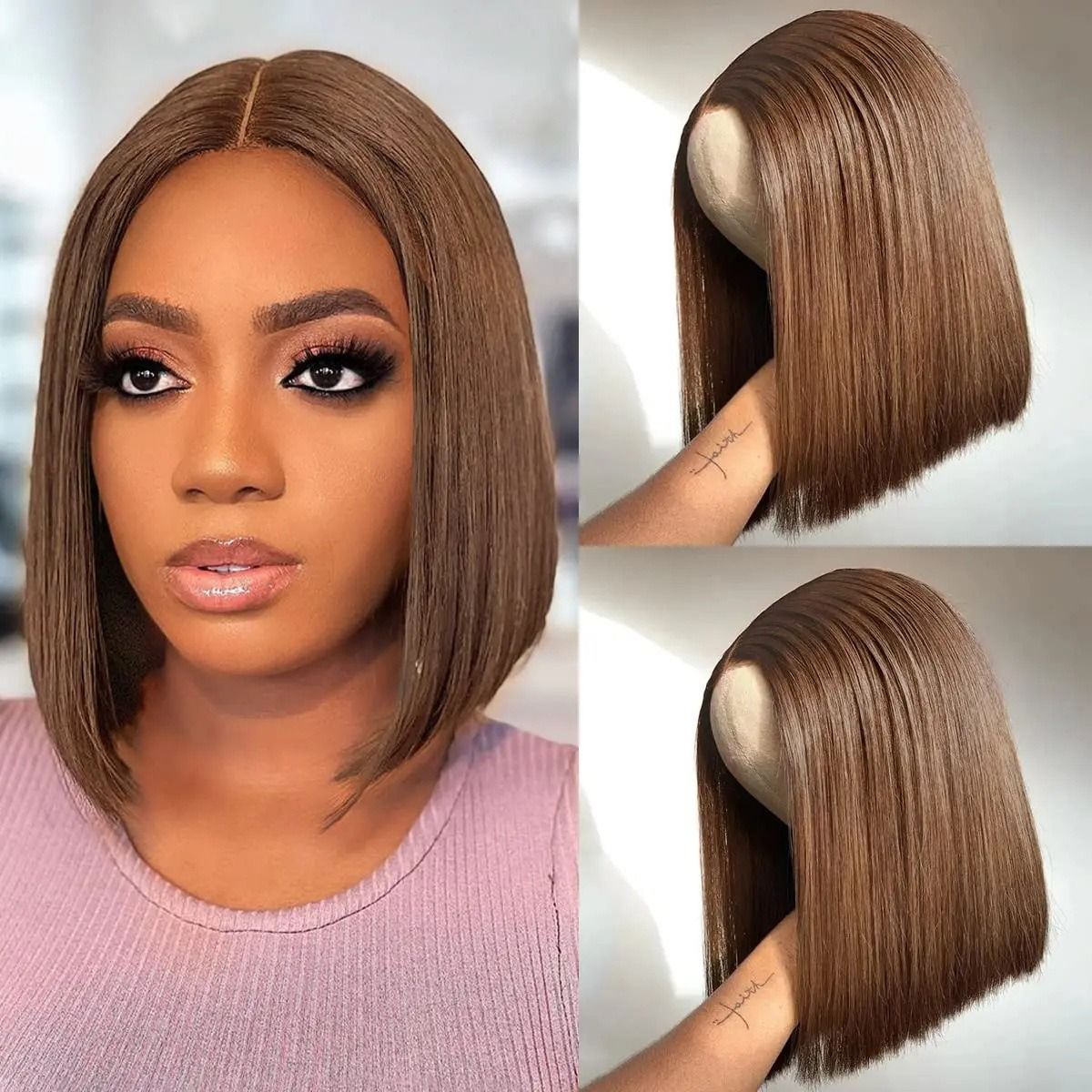 Kim Closure 2*6 straight Bob Middle part 100% human hair wig