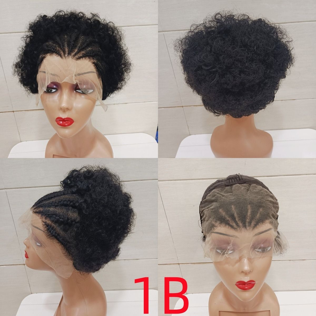 13*4frontal Braided Lace Wig Afro Curly 100% human hair