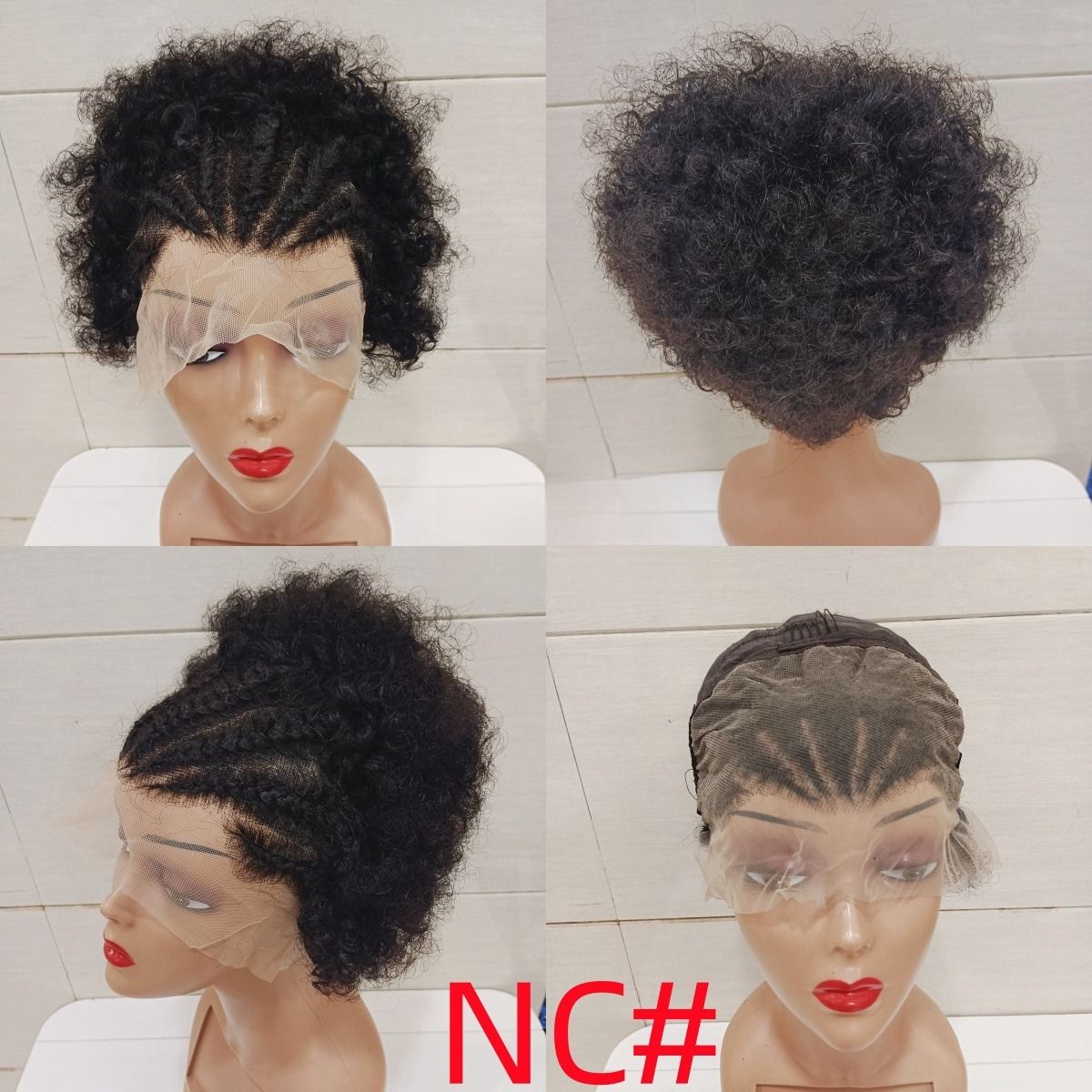 13*4frontal Braided Lace Wig Afro Curly 100% human hair