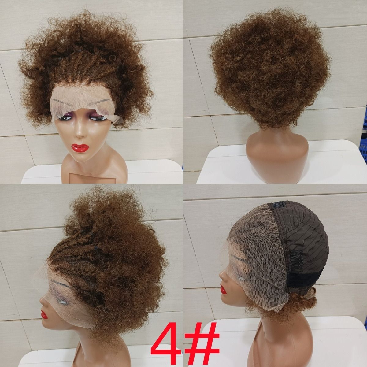 13*4frontal Braided Lace Wig Afro Curly 100% human hair