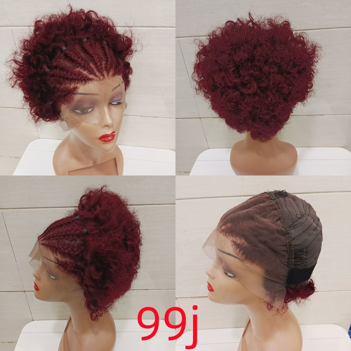 13*4frontal Braided Lace Wig Afro Curly 100% human hair
