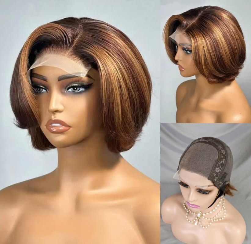 4*4 lace Glueless Pixie cut Wig 100% human hair