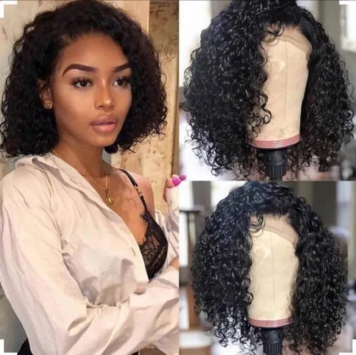 10A Indian Water Wave Bob 13*4 Frontal Human Hair Lace Wig