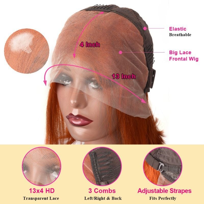 10A Indian Water Wave Bob 13*4 Frontal Human Hair Lace Wig