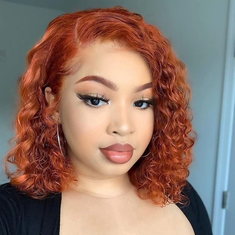 10A Indian Water Wave Bob 13*4 Frontal Human Hair Lace Wig