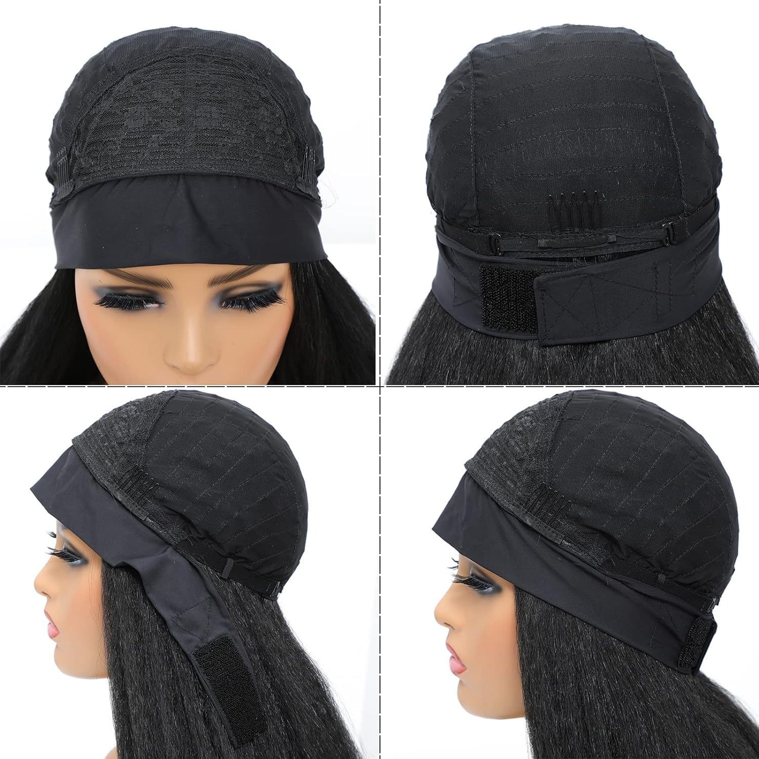 Synthetic wig Kinky Straight Headband Wig for Women Yaki Straight Wigs with Black Headband Kinky Afro Wigs For Black Women