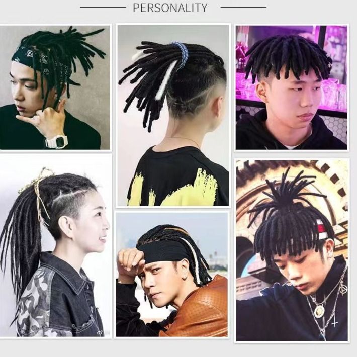 10 PCS 100% Real Human Hair Dreadlock Extensions 0.6cm Width Permanent Dread Extensions Double tail human hair dirty braids hand hook African reggae hip hop dirty braids Dreadloc