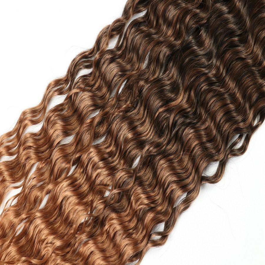Synthetic hair Goddess Faux Locs Straight Gypsy Locs Crochet Hair 3 Tone Ombre Crochet Braids Dreadlocks Pre-Looped Synthetic Hair Extensions 1 Pack