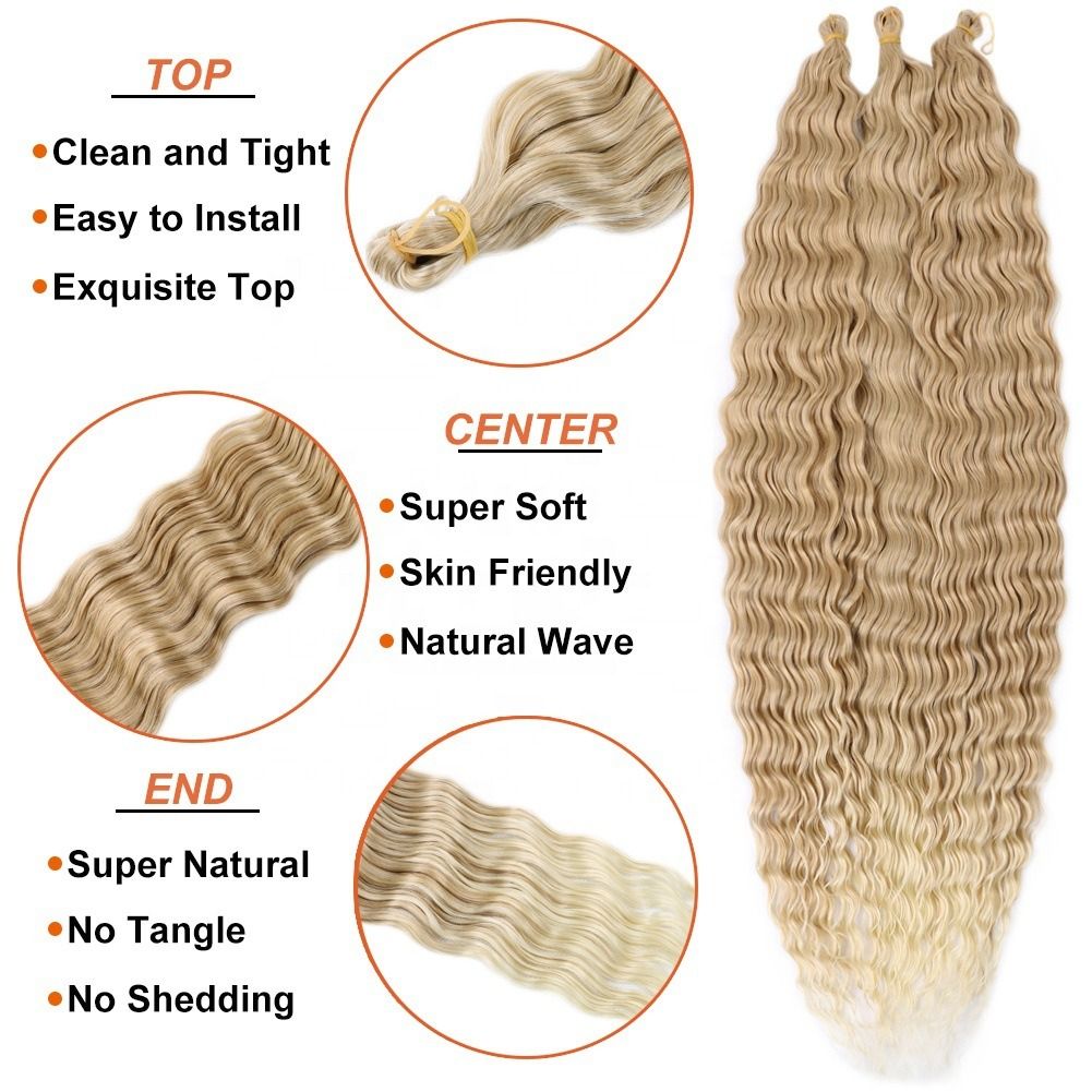 Synthetic hair Goddess Faux Locs Straight Gypsy Locs Crochet Hair 3 Tone Ombre Crochet Braids Dreadlocks Pre-Looped Synthetic Hair Extensions 1 Pack