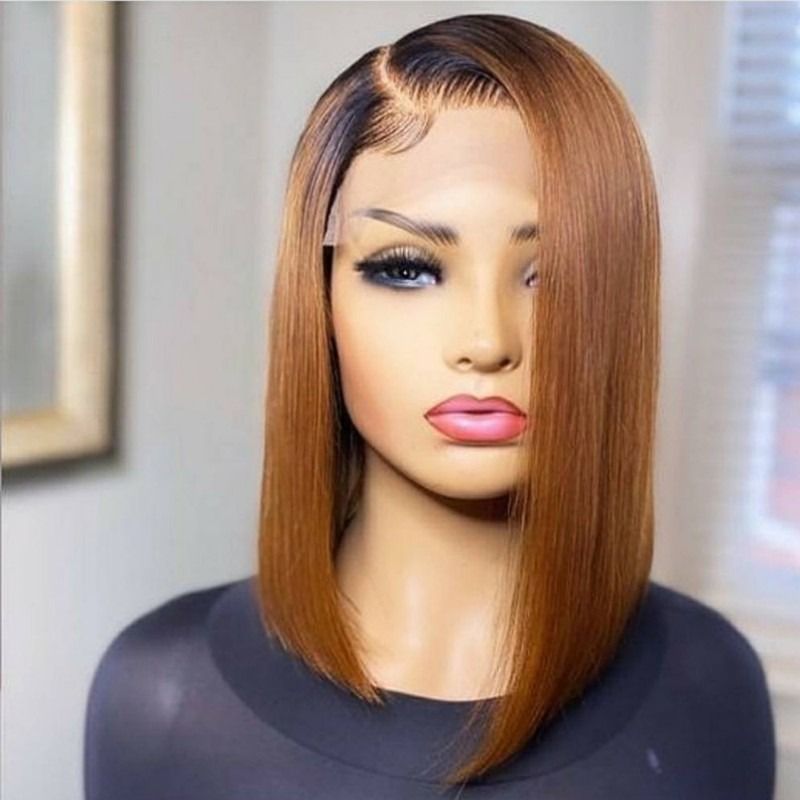 10A Human Hair Bob 1B/30 Color 13*4 Frontal Lace Wig Indian