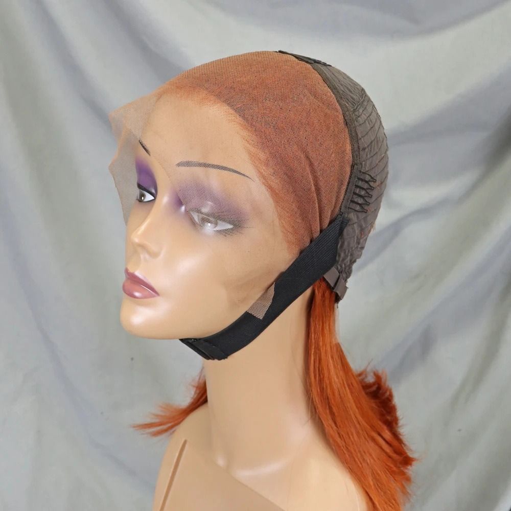 Straight Lace Frontal Wig Short Bob 350# Human Hair