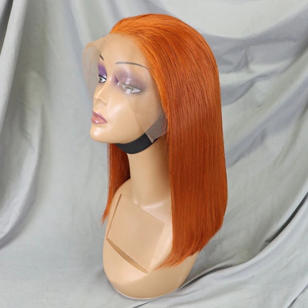 Straight Lace Frontal Wig Short Bob 350# Human Hair