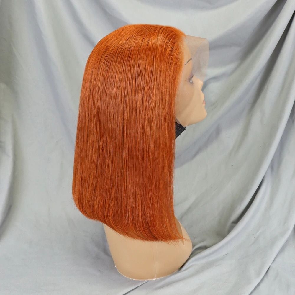 Straight Lace Frontal Wig Short Bob 350# Human Hair