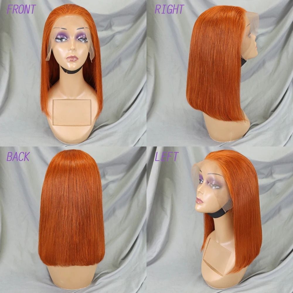 Straight Lace Frontal Wig Short Bob 350# Human Hair