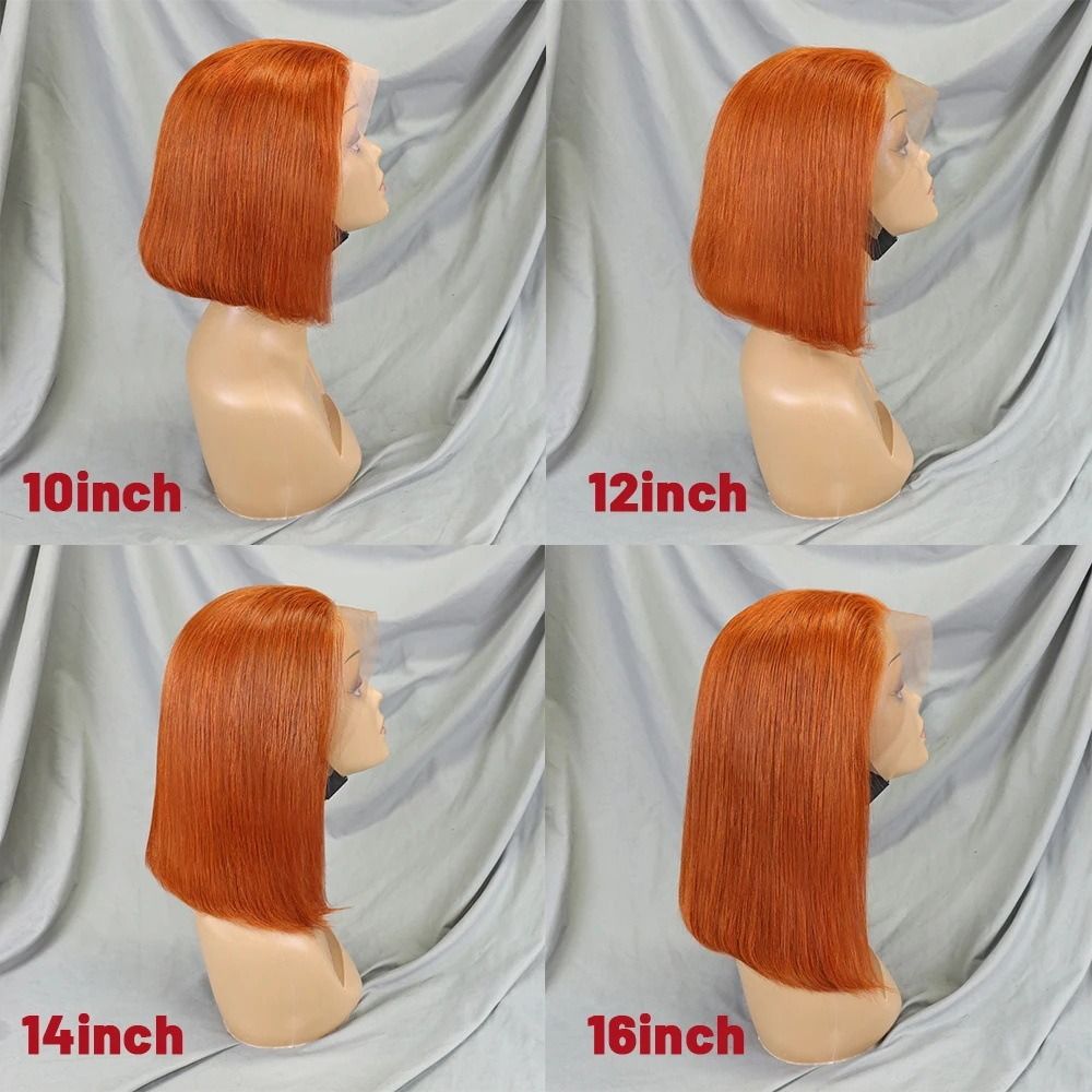 Straight Lace Frontal Wig Short Bob 350# Human Hair