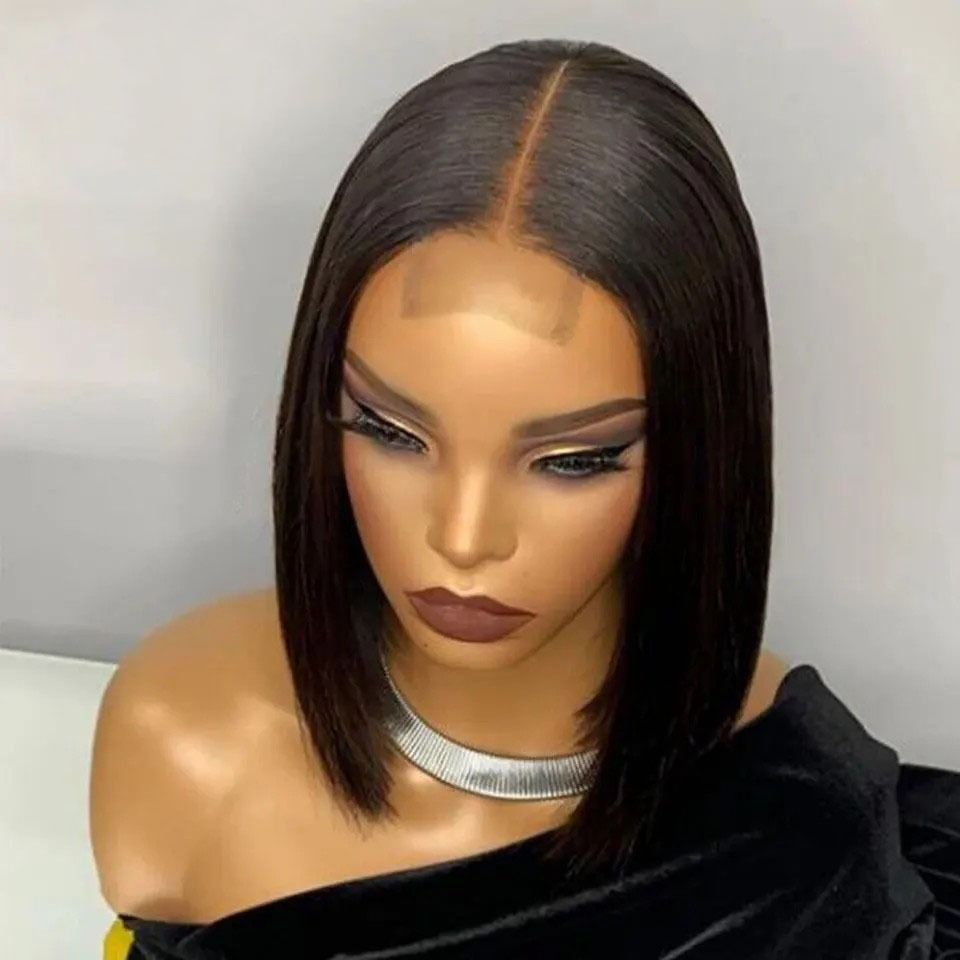 Kim Closure 2*6 straight Bob Middle part 100% human hair wig
