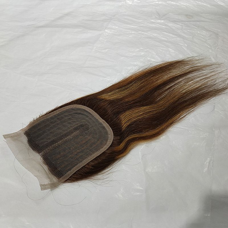 4pc bundles+ 4x4T part closure straight hair human hair Packet bundle p4/27 Piano color set human hair extension