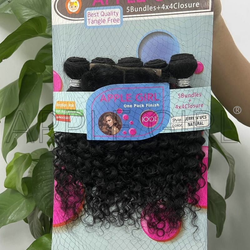 5pc bundles+ 4x4 T PART closure set human hair extension Packet human hair body