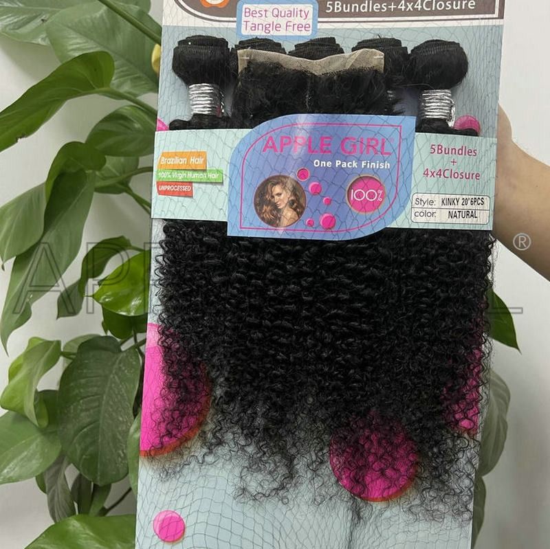 5pc bundles+ 4x4 T PART closure set human hair extension Packet human hair body