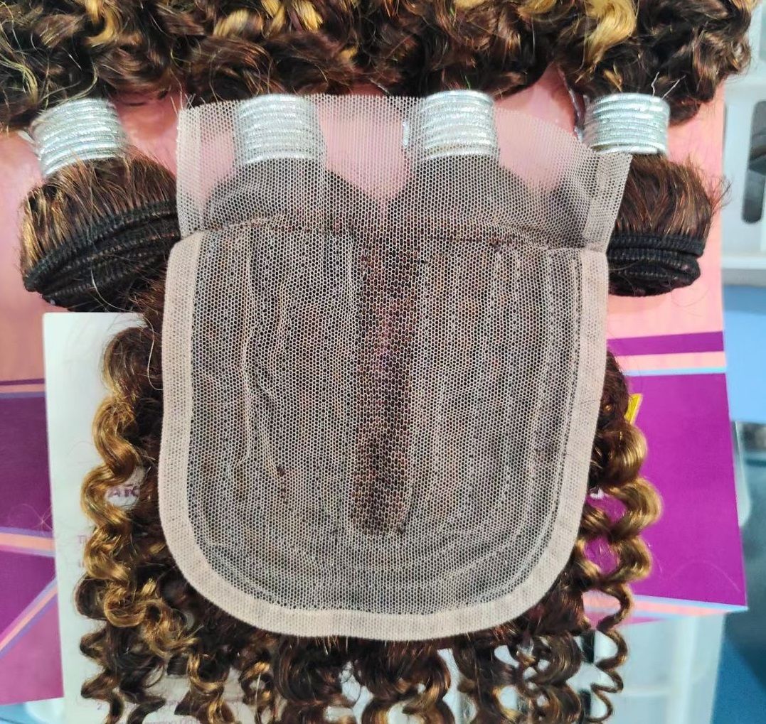 5pc bundles+ 4x4 T PART closure set human hair extension Packet human hair body