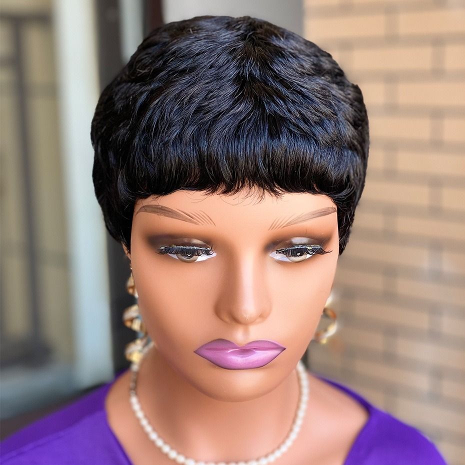 Short pixie cut human hair wigs pixie wigs human hair machine short pixie wigs