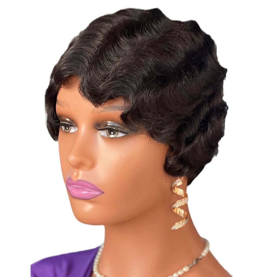 Finger wave human hair wigs wigs human hair short mechanism Shanghai headgear