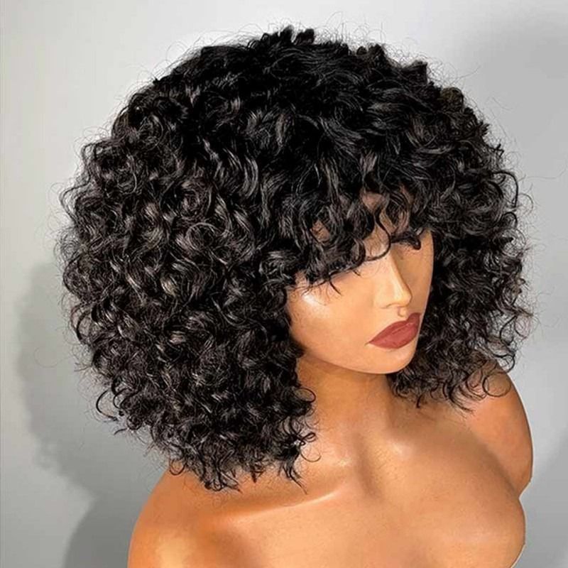 12A Brazilian Piano 4/27 Color Curly Bob Fringe Bangs Wig