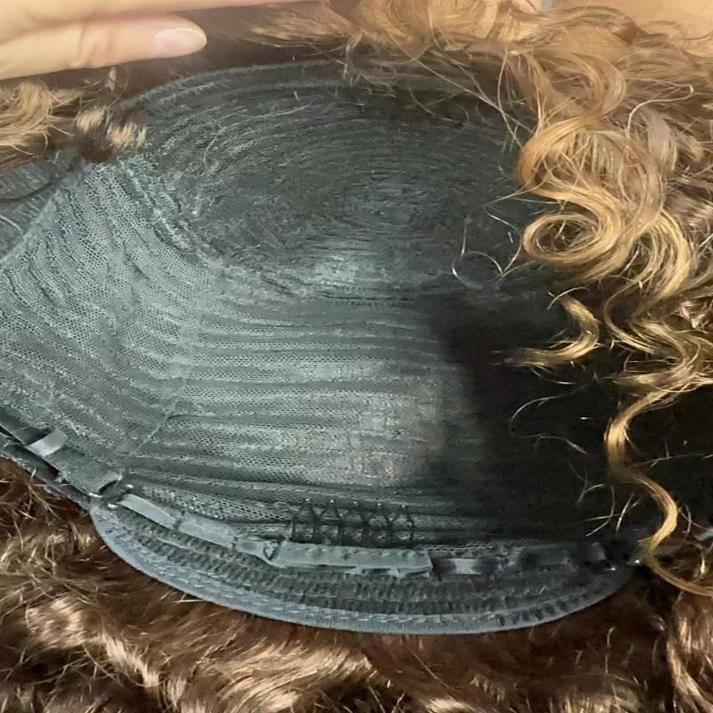 12A Brazilian Piano 4/27 Color Curly Bob Fringe Bangs Wig
