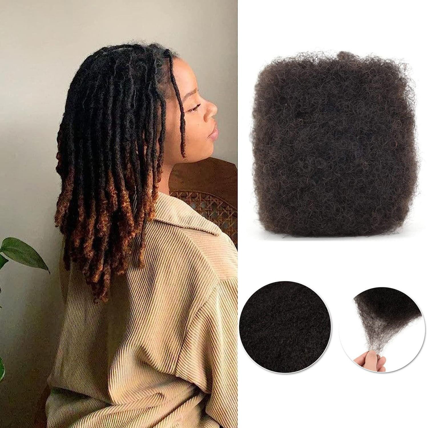 14 inch AFRO KINKY BULK Human Hair Extension Black Color 30g Net Weight