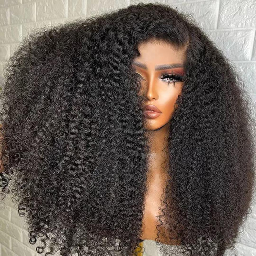 10grade 13*4 frontal Kinky curly Wig 100%Human hair  300%density