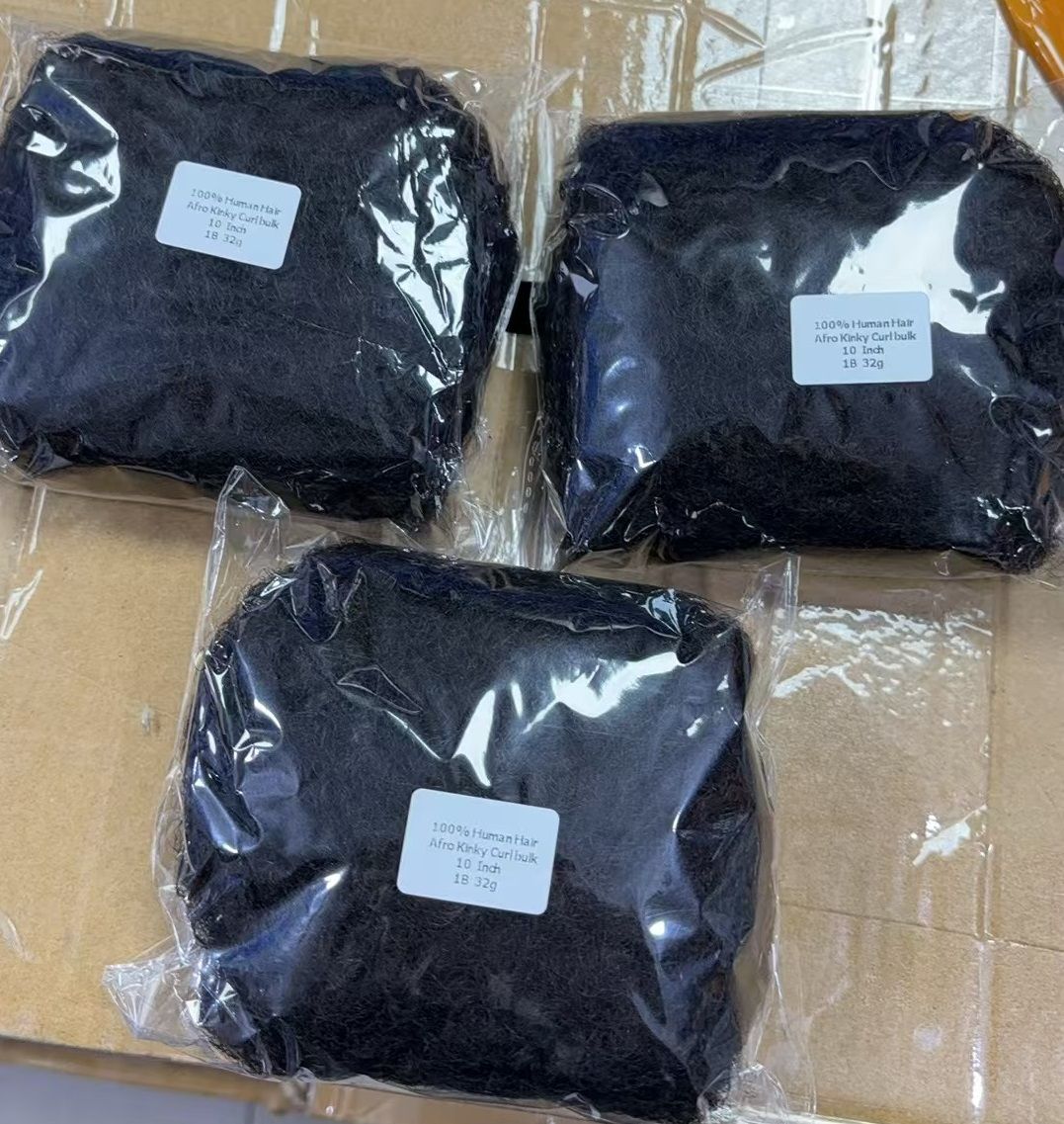 3 pcs kit PROMOTION AFRO KINKY BULK Human Hair Extension Black Color 30g Net Weight 10 inch 12inch