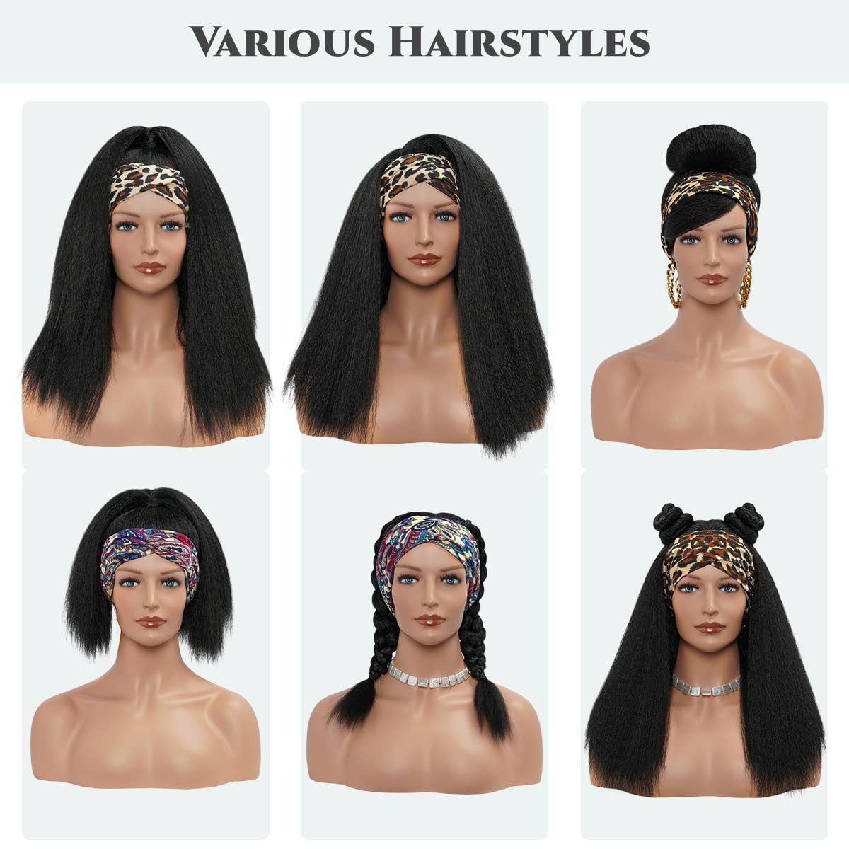 Yaki Straight Ice Silk Headband Wig – Glueless, Soft & Natural Headscarf Afro Wigs For Black Women 18-32inch
