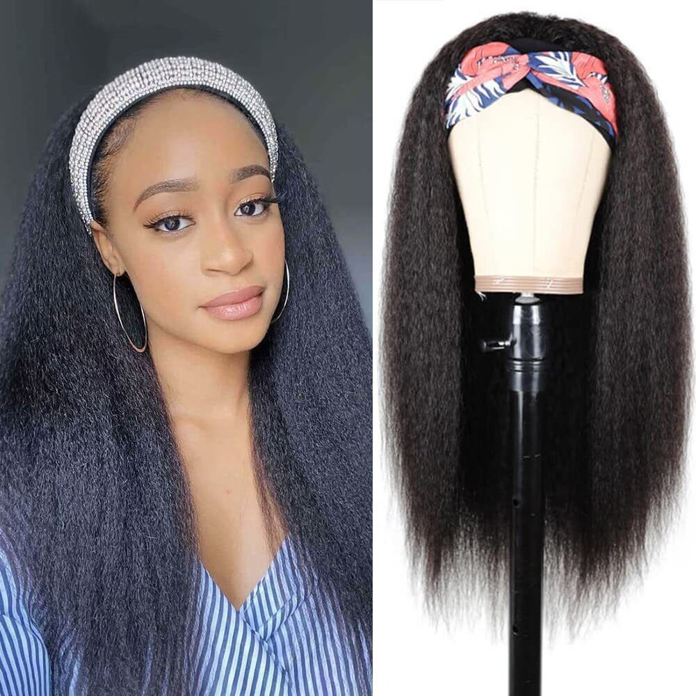 Yaki Straight Ice Silk Headband Wig – Glueless, Soft & Natural Headscarf Afro Wigs For Black Women 18-32inch