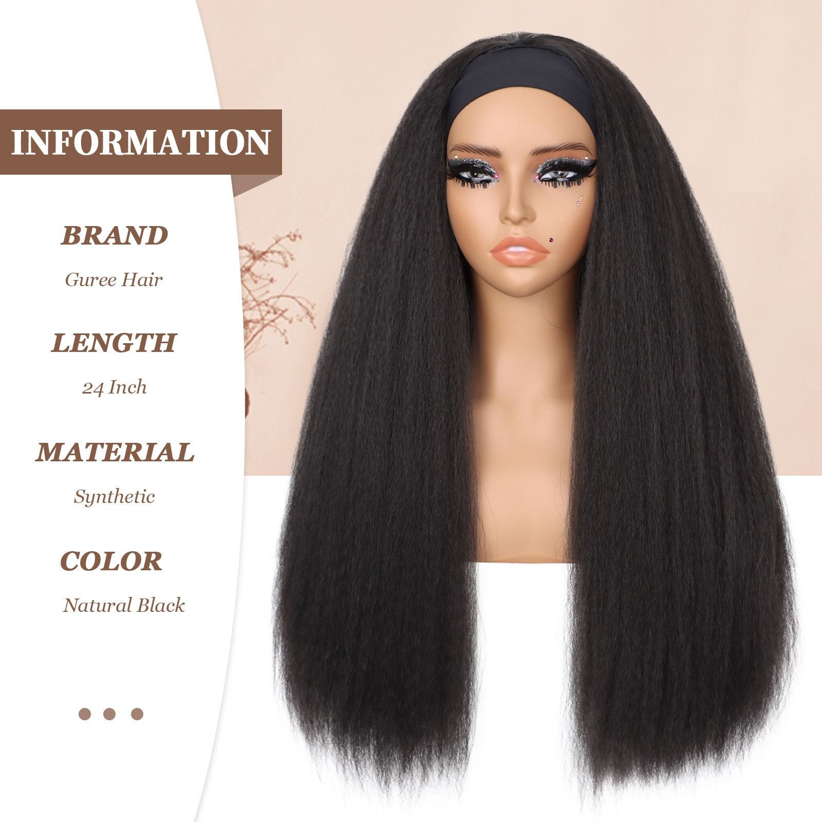 Yaki Straight Ice Silk Headband Wig – Glueless, Soft & Natural Headscarf Afro Wigs For Black Women 18-32inch