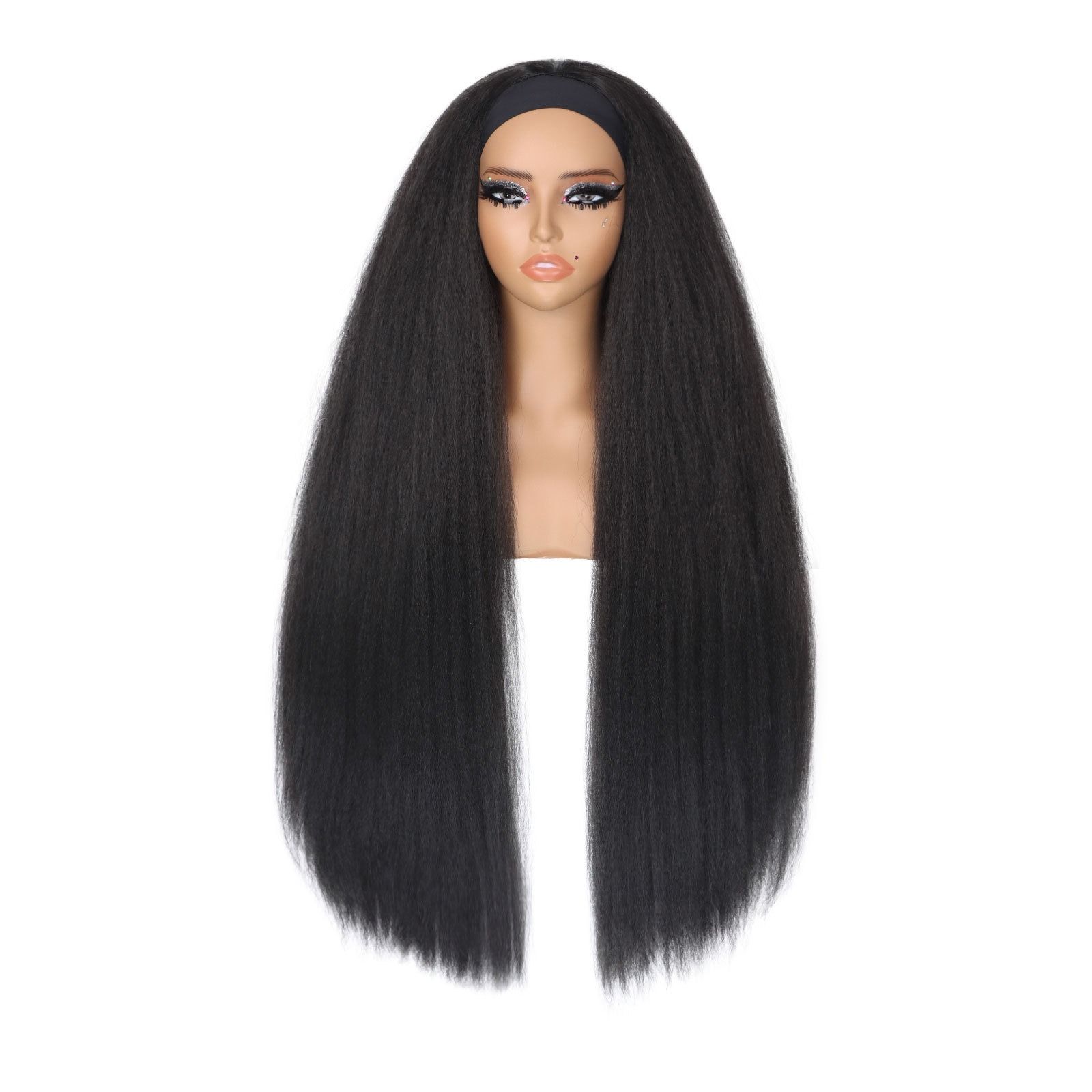 Yaki Straight Ice Silk Headband Wig – Glueless, Soft & Natural Headscarf Afro Wigs For Black Women 18-32inch