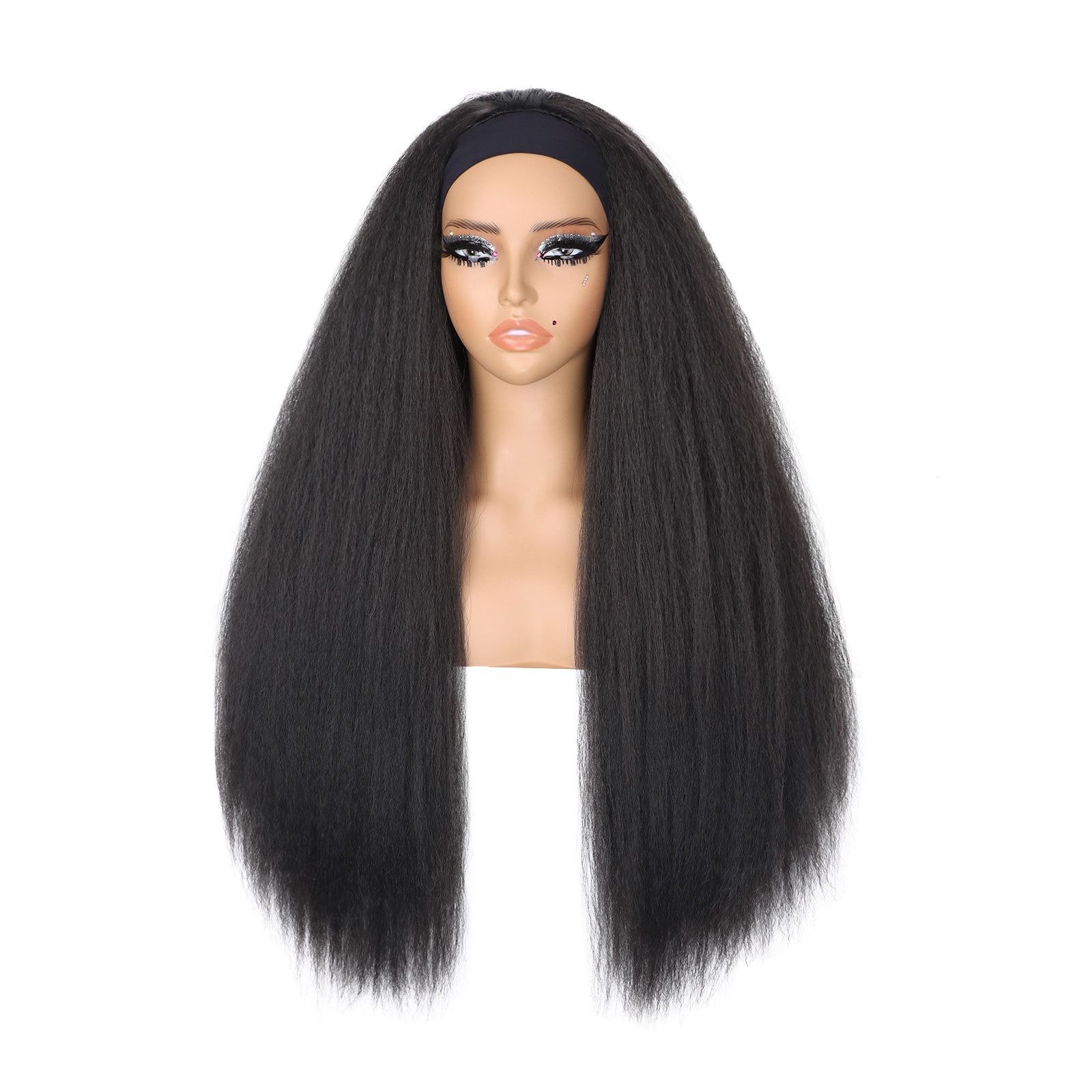 Yaki Straight Ice Silk Headband Wig – Glueless, Soft & Natural Headscarf Afro Wigs For Black Women 18-32inch