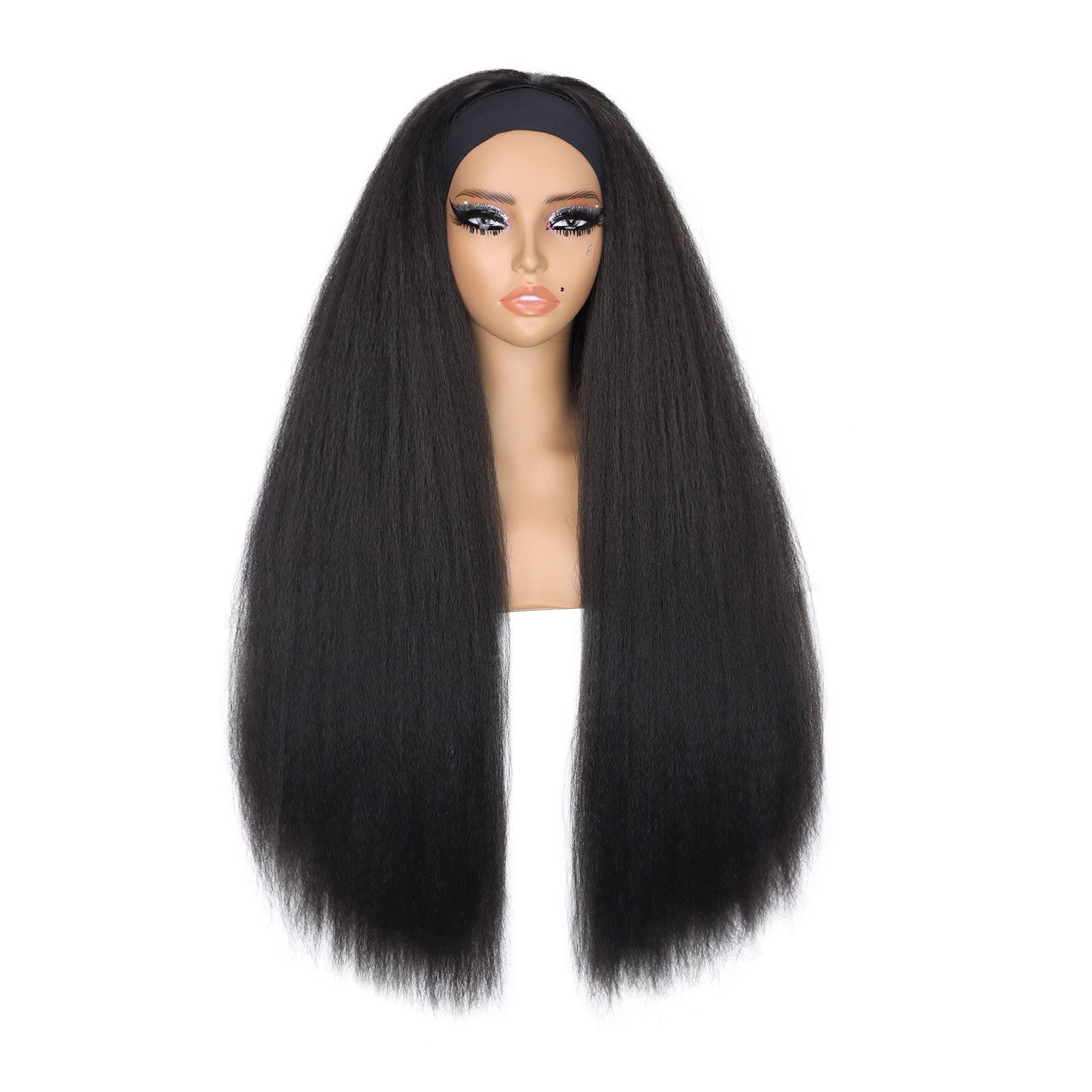 Yaki Straight Ice Silk Headband Wig – Glueless, Soft & Natural Headscarf Afro Wigs For Black Women 18-32inch