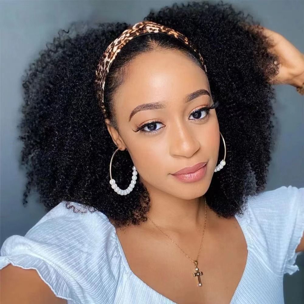 14-Inch Kinky Curly Synthetic Headband Wig – Natural Look, Easy Wear, High Density