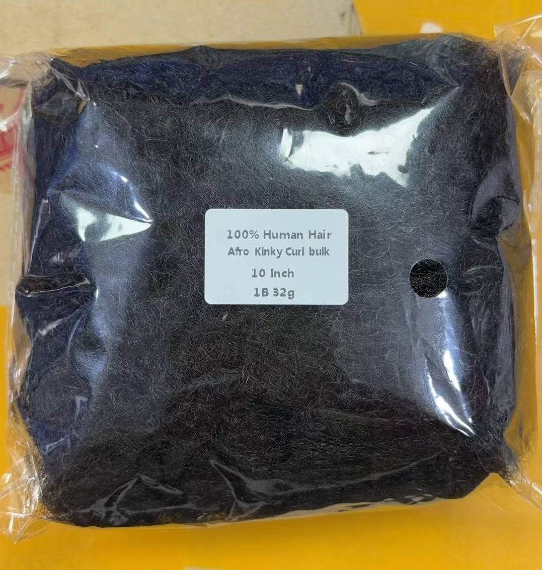 AFRO KINKY BULK Human Hair Extension Black Color 32g Net Weight 10 inch 12inch