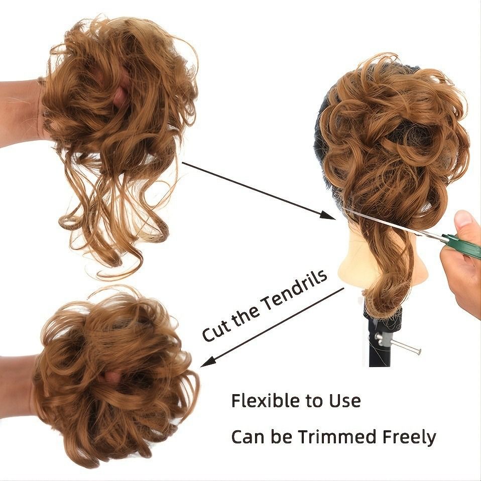 Long Beard Hair Bun Flower Bud High-Temperature Fiber Hairpiece Messy Bun Headpiece