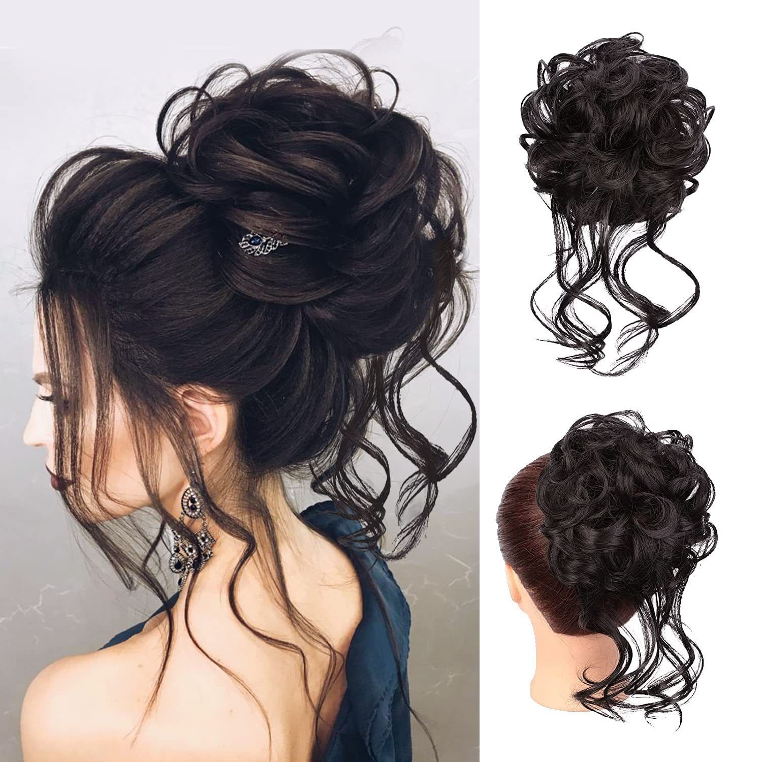 Long Beard Hair Bun Flower Bud High-Temperature Fiber Hairpiece Messy Bun Headpiece