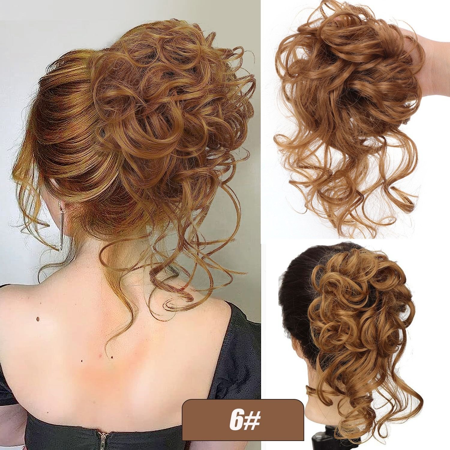 Long Beard Hair Bun Flower Bud High-Temperature Fiber Hairpiece Messy Bun Headpiece