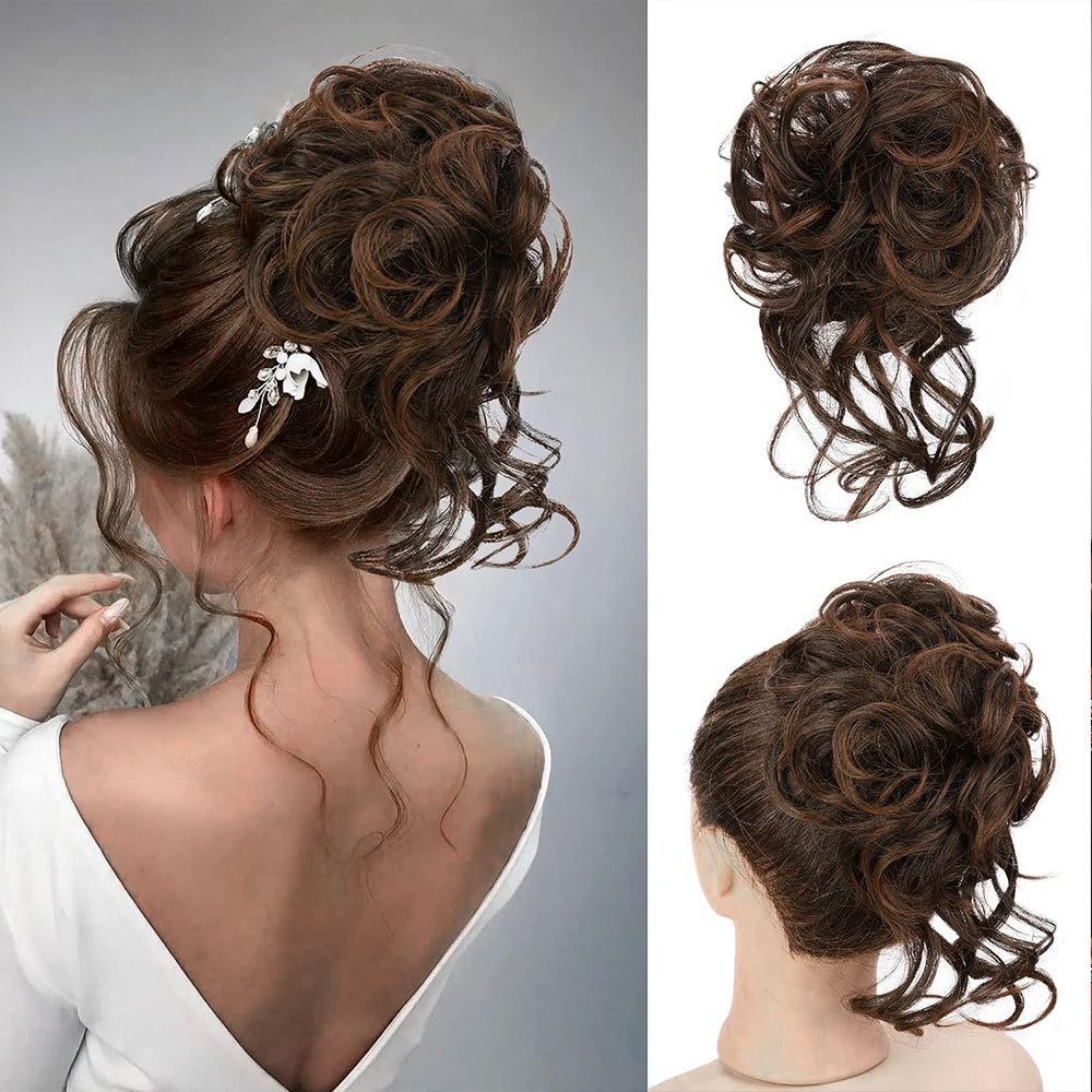 Long Beard Hair Bun Flower Bud High-Temperature Fiber Hairpiece Messy Bun Headpiece