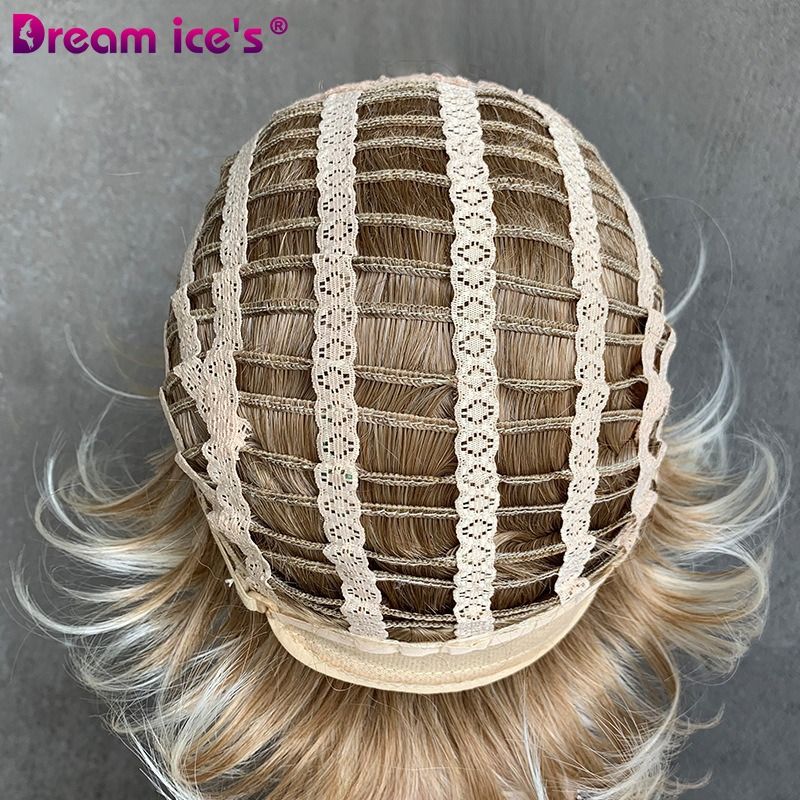 Fashion short blonde curly hair chemical fibre matte qualitative synthetic wig female wig