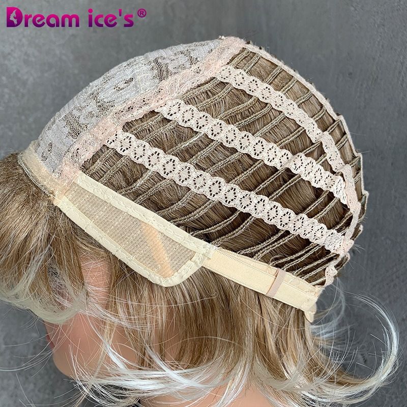 Fashion short blonde curly hair chemical fibre matte qualitative synthetic wig female wig