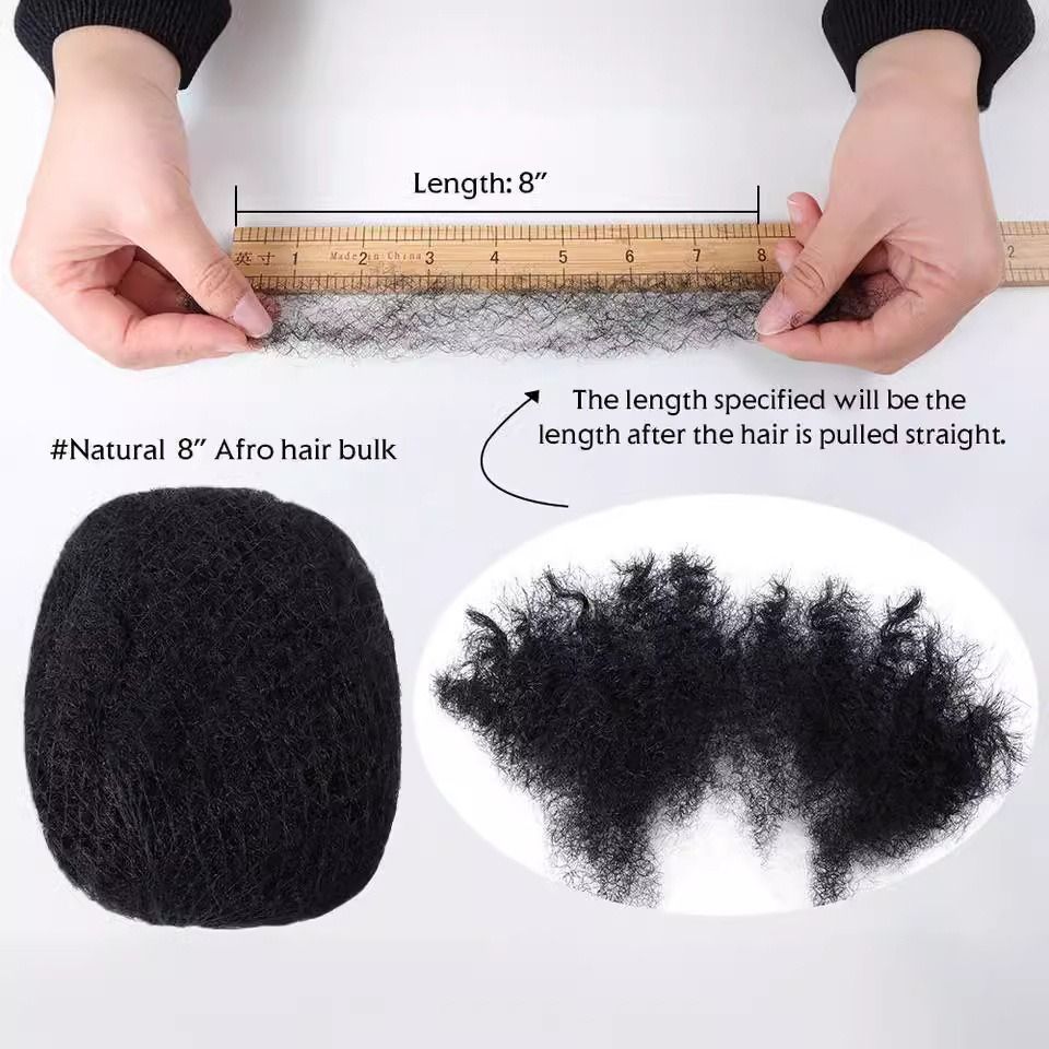 AFRO KINKY BULK Human Hair Extension Black Color 32g Net Weight 10 inch 12inch